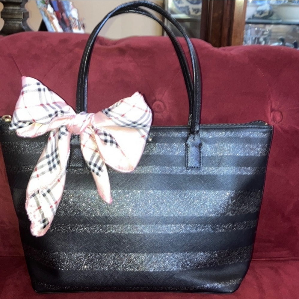Kate Spade NY Haven Lane Hani Black Glitter Striped Tote